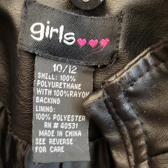 GIRLS FAUX LEATHER JACKET SIZE 10/12 - Picture 7 of 14